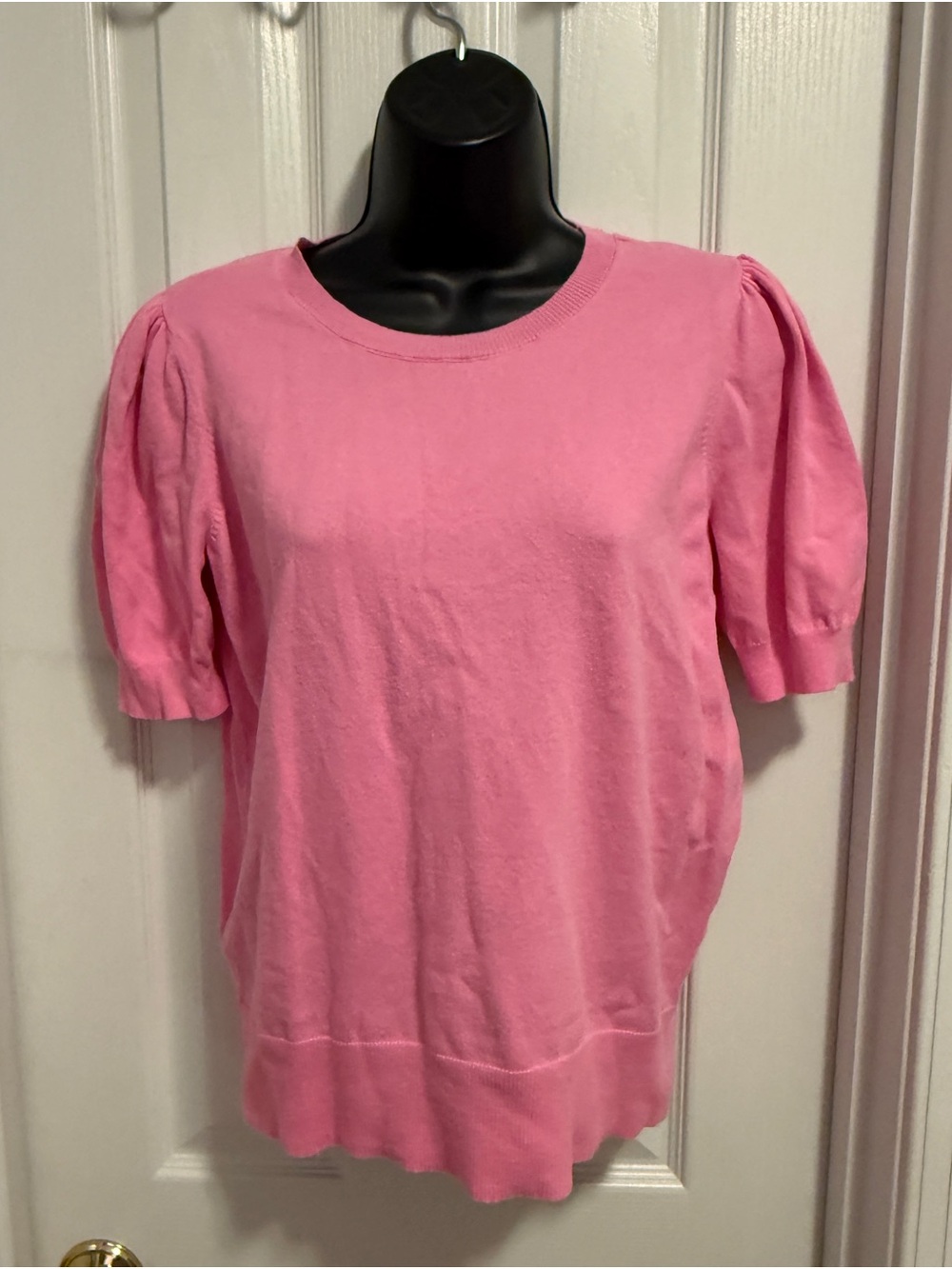 Loft Pink Short Puff Sleeve Thin Sweater